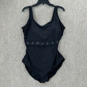 NWOT Delta Burke Collection Black Rhinestone Embellished One Piece Swimsuit 24W